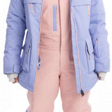 Roxy Women's Chloe Kim Bib Pant 2023 - Light blue bib pant with white trim and a small logo on the left leg.