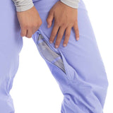 Roxy Women's Chloe Kim Insulated Pant 2023 - Black insulated snow pants with a white stripe on the side of the leg.