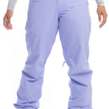 Roxy Women's Chloe Kim Insulated Pant 2023 - Light purple snow pants with a subtle pattern of darker purple lines and a textured fabric, featuring a button fly closure.