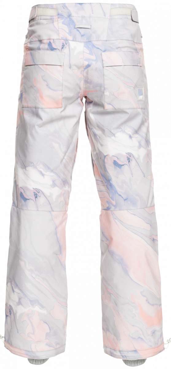 Roxy Women's Chloe Kim Insulated Pant 2023 - White snow pants with a subtle blue and pink marbled pattern.