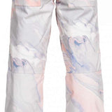 Roxy Women's Chloe Kim Insulated Pant 2023 - White snow pants with a subtle blue and pink marbled pattern.