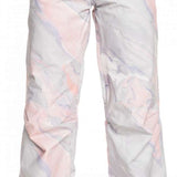 Roxy Women's Chloe Kim Insulated Pant 2023 - White snow pants with a subtle pink and blue marbled pattern.