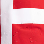 Roxy Women's Chloe Kim Overhead Jacket 2023 - A red and white striped jacket with a hood, featuring a large logo on the chest.