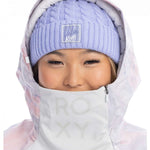 Roxy Women's Chloe Kim Overhead Jacket 2023 - A light blue jacket with a white logo on the chest and a hood.
