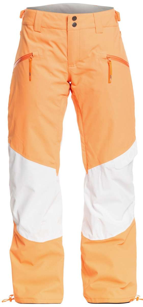 Roxy Women's Chloe Kim Woodrose Pant 2024 - A pair of women's snow pants in a woodrose color with a subtle pattern on the side pockets.