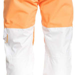 Roxy Women's Chloe Kim Woodrose Pant 2024 - A pair of women's snow pants in a woodrose color with white accents on the bottom and side pockets.