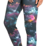Roxy Women's Daybreak Base Layer Bottoms 2022 - A pair of black base layer bottoms with a subtle pink and blue tie-dye pattern.