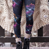 Roxy Women's Daybreak Base Layer Bottoms 2022 - Black leggings with a subtle white snowflake pattern.