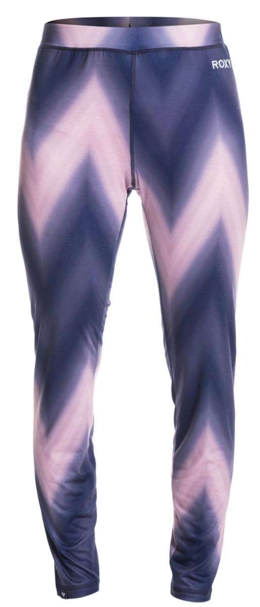 Roxy Women's Daybreak Base Layer Bottoms 2022 - A pair of women's base layer bottoms in a light purple color with a subtle chevron pattern.