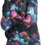Roxy Women's Daybreak Base Layer Top 2022 - A black base layer top with a subtle white logo on the chest and a small tag near the bottom hem.