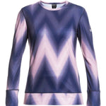 Roxy Women's Daybreak Base Layer Top 2022 - A purple and white base layer top with a crew neck and long sleeves.