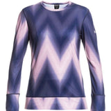 Roxy Women's Daybreak Base Layer Top 2022 - A purple and white base layer top with a crew neck and long sleeves.