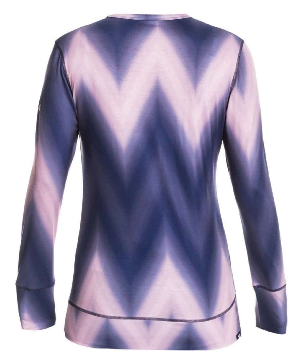 Roxy Women's Daybreak Base Layer Top 2022 - A purple and white base layer top with a chevron pattern on the back.