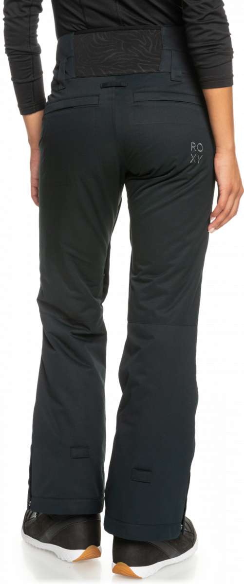Roxy Women's Diversion Insulated Pant 2023 - Black snow pants with a subtle white pattern on the back pocket.