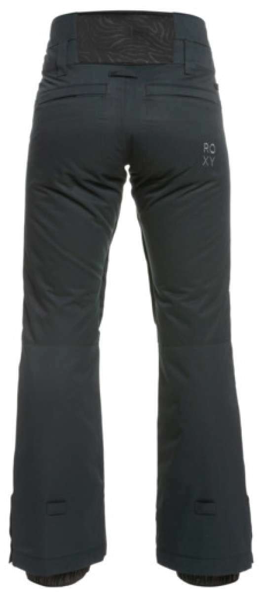 Roxy Women's Diversion Insulated Pant 2023 - Black snow pants with a subtle white logo on the left thigh.
