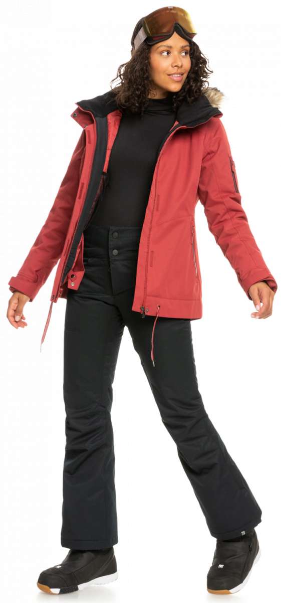 Roxy Women's Diversion Insulated Pant - Black snow pants with a subtle white stripe down the side of each leg.