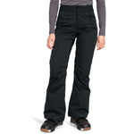Roxy Women's Diversion Insulated Pant - Black snow pants with a subtle white stripe pattern on the side seam and black zippers.