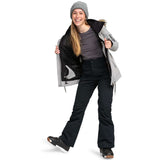 Roxy Women's Diversion Insulated Pant 2024 - Black snow pants with a subtle white stripe pattern on the side seams.