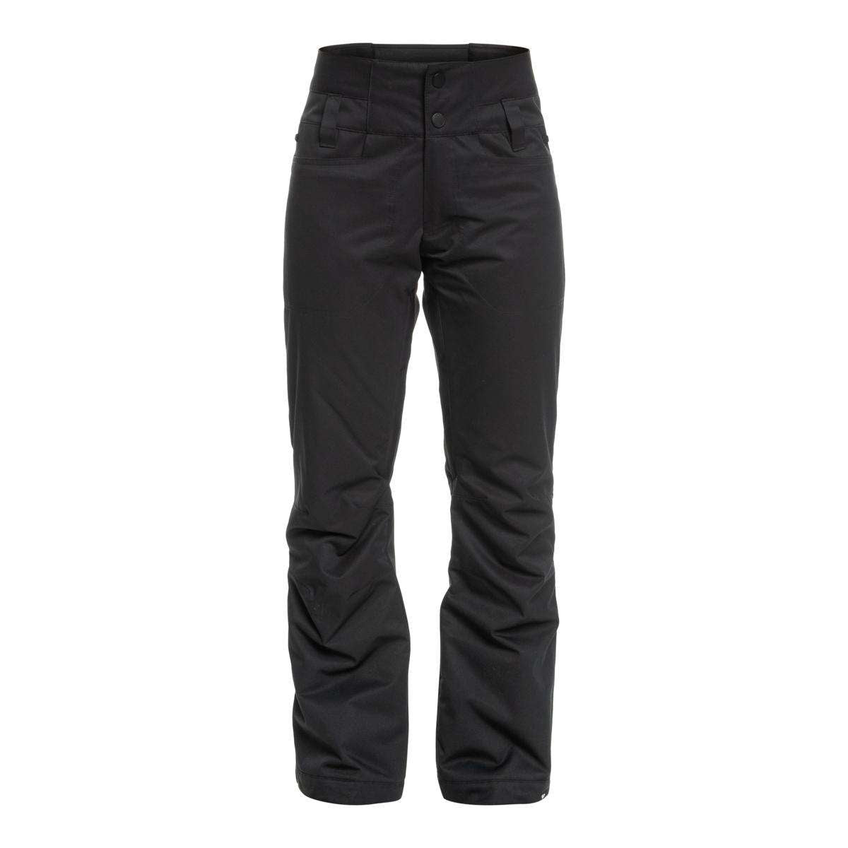Roxy Women's Diversion Insulated Pant 2024 - Black snow pants with a quilted pattern on the upper thigh area.