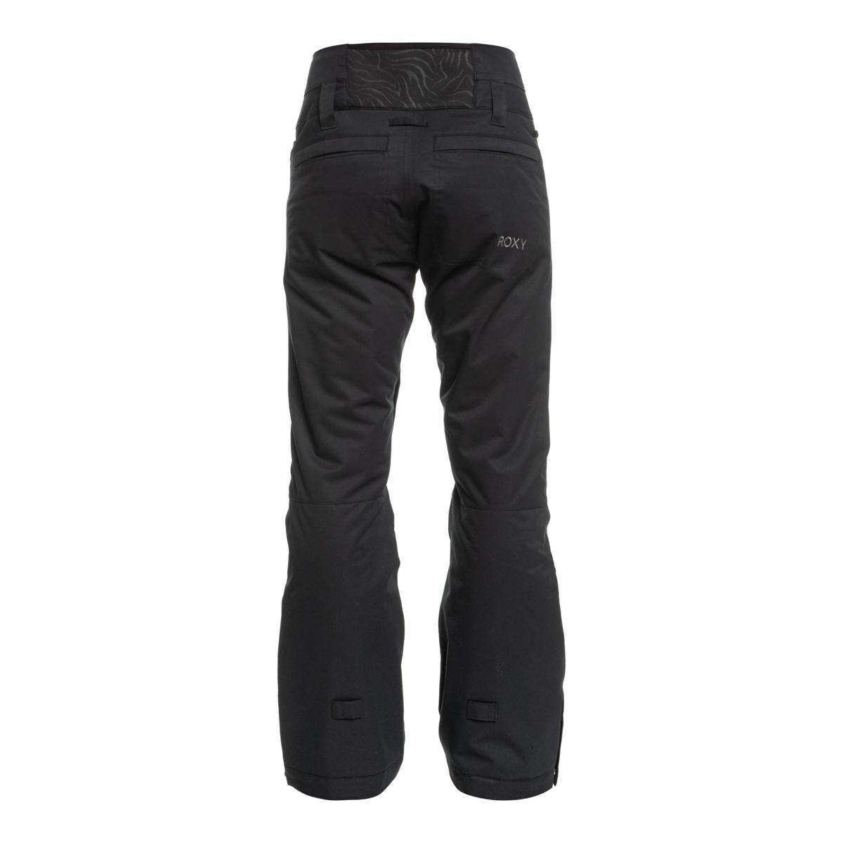 Roxy Women's Diversion Insulated Pant 2024 - Black snow pants with a subtle white pattern on the back waistband.
