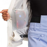 Roxy Women's Dusk Warmlink Insulated Jacket 2024 - A light grey jacket with a subtle pattern of darker grey lines and a black zipper on the left chest.