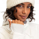 Roxy Women's Dusk Warmlink Insulated Jacket 2024 - A cream-colored jacket with a subtle, darker cream stripe pattern on the sleeves and chest.