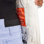 Roxy Women's Dusk Warmlink Insulated Jacket 2024 - A light gray jacket with a darker gray pattern on the back and sleeves, featuring a zippered pocket on the chest.