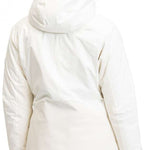 Roxy Women's Dusk Warmlink Insulated Jacket 2024 - A cream-colored jacket with a hood, worn by a model from behind.