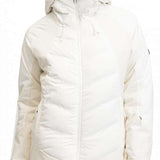 Roxy Women's Dusk Warmlink Insulated Jacket 2024 - A cream-colored jacket with a high collar and zippered pockets on either side.