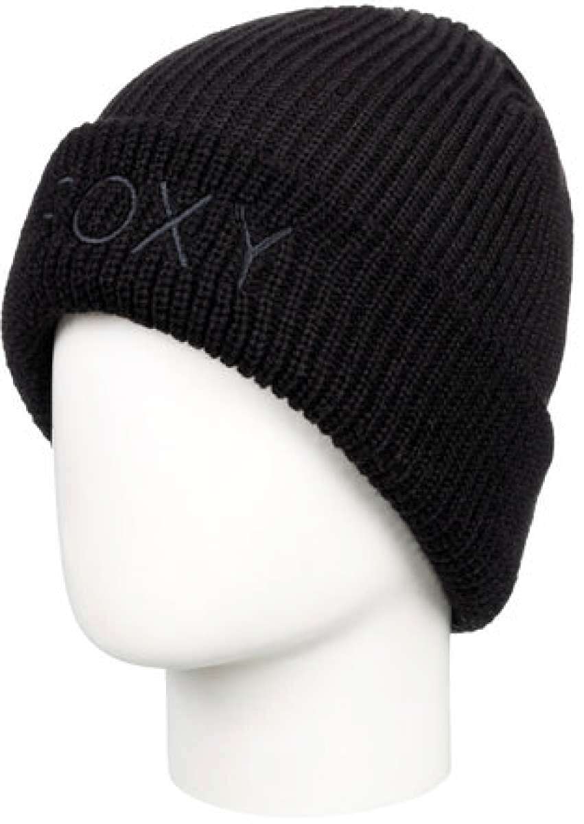 Roxy Women's Freja Beanie 2024 - A black beanie with a subtle embroidered logo on the front.