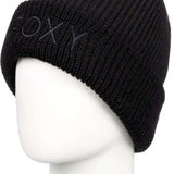 Roxy Women's Freja Beanie 2024 - A black beanie with a subtle embroidered logo on the front.