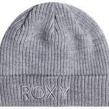 Roxy Women's Freja Beanie 2024 - A light grey beanie with a ribbed texture and a folded cuff at the bottom.