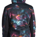Roxy Women's Frost Full-Zip Fleece Jacket 2022 - A black fleece jacket with a subtle, multicolored tie-dye pattern on the back and sleeves.