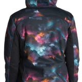 Roxy Women's Frost Full-Zip Fleece Jacket 2022 - A black fleece jacket with a subtle, multicolored tie-dye pattern on the back and sleeves.