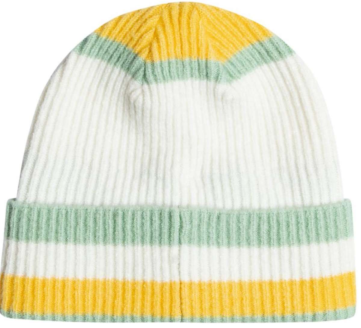 Roxy Women's Gold Hope Beanie 2024 - A gold-colored beanie with a ribbed texture and a folded cuff at the bottom.