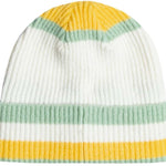 Roxy Women's Gold Hope Beanie 2024 - A gold-colored beanie with a ribbed texture and a folded cuff at the bottom.