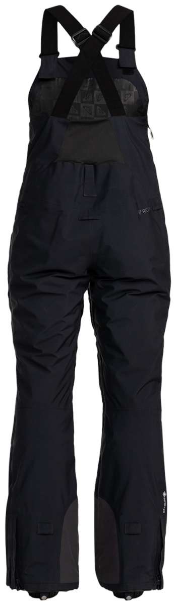 Roxy Women's Gore Stretch Prism Bib Pants 2024 - Black bib pants with a subtle geometric pattern on the upper thigh area.