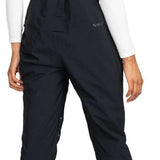 Roxy Women's Gore Stretch Prism Bib Pants 2024 - Black bib pants with a subtle geometric pattern on the side of the leg.