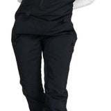 Roxy Women's Gore Stretch Prism Bib Pants 2024 - Black bib pants with a subtle white stripe pattern on the side of the leg.