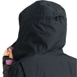 Roxy Women's GORE-TEX Glade Insulated Jacket 2024 - A black jacket with a hood, featuring a zipper and two pockets on the front.