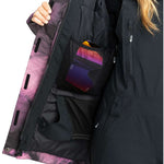 Roxy Women's GORE-TEX Glade Insulated Jacket 2024 - A black jacket with a subtle purple pattern on the inside lining.