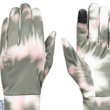 Roxy Women's HydroSmart Glove Liner 2023 - A pair of gray gloves with a pink logo on the back of one hand.