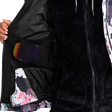 Roxy Women's Jet Ski Insulated Jacket 2024 - A black insulated jacket with a floral pattern on the inside lining.