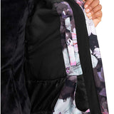 Roxy Women's Jet Ski Insulated Jacket - A black jacket with a subtle floral pattern on the inside lining.