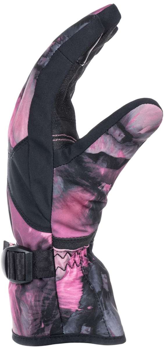 Roxy Women's Jetty Gloves 2024 - A pair of gloves with a pink and black palm, featuring a subtle floral pattern on the back.
