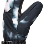 Roxy Women's Jetty Mitten 2023 - A black mitten with a white and grey tie-dye pattern on the palm side of the thumb.