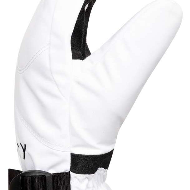 Roxy Women's Jetty Solid Gloves 2024 - A pair of white gloves with black accents on the cuffs and a solid color design.