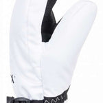 Roxy Women's Jetty Solid Mitten - A white mitten with a black strap and buckle on the wrist.