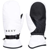 Roxy Women's Jetty Solid Mittens - A pair of mittens with a solid-colored design, featuring a black color scheme and a strap closure on the wrist.