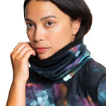 Roxy Women's Lana Collar - A black collar with a subtle, abstract floral pattern in shades of pink and blue.